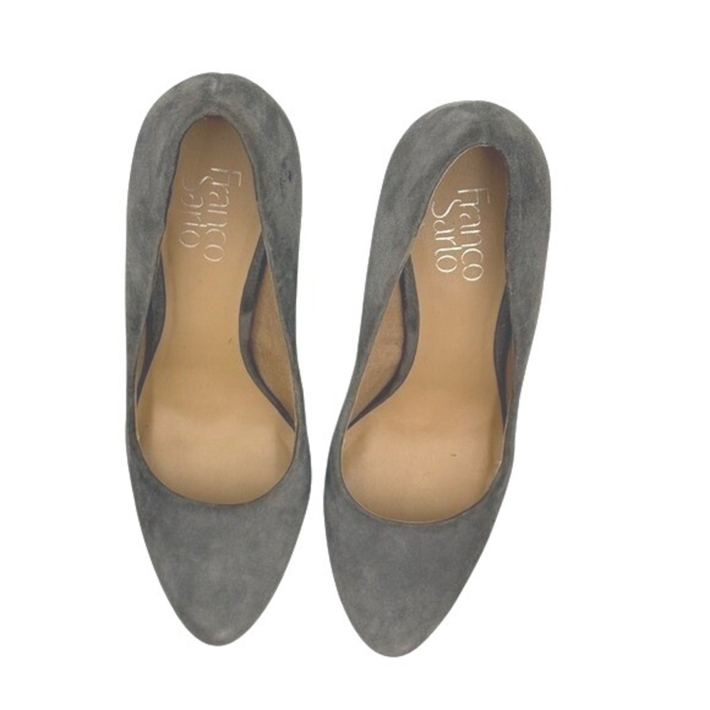 Franco Sarto Gray Suede Block Heel Pump Grannycore Dark Academia - Picture 6 of 9